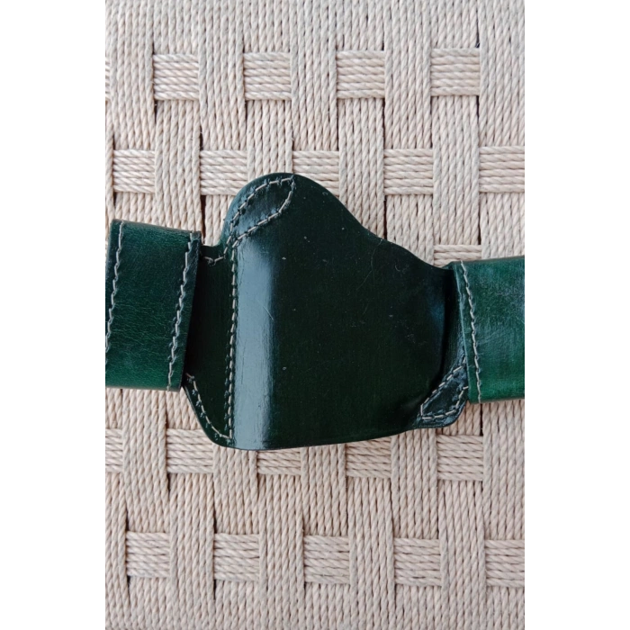 sag el haki renkli hakiki deri cit citli palaskaya kemere gecirmeli yarim kelebek silah kilif