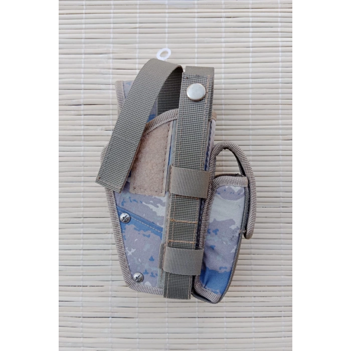 Sag El Hava Kuvvetleri Kamuflaj Renkli sarjorluklu cift Emniyetli Airsoft Palaskaya Kemere Gecirmeli Sallama Silah Kilifi