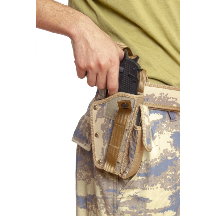 Sag El Hava Kuvvetleri Kamuflaj Renkli sarjorluklu cift Emniyetli Airsoft Palaskaya Kemere Gecirmeli Sallama Silah Kilifi