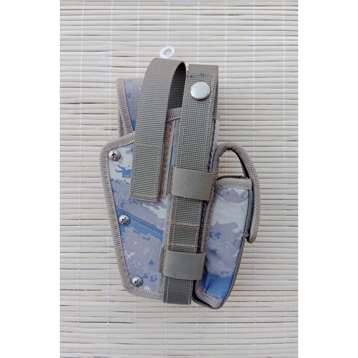 Sag El Hava Kuvvetleri Kamuflaj Renkli sarjorluklu cift Emniyetli Airsoft Palaskaya Kemere Gecirmeli Sallama Silah Kilifi