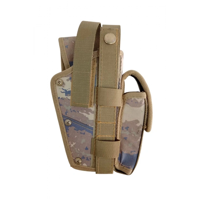 Sag El Hava Kuvvetleri Kamuflaj Renkli sarjorluklu cift Emniyetli Airsoft Palaskaya Kemere Gecirmeli Sallama Silah Kilifi