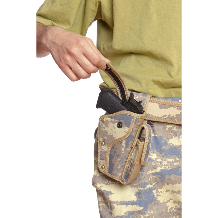 Sag El Hava Kuvvetleri Kamuflaj Renkli sarjorluklu tek Emniyetli Airsoft Palaskaya Kemere Gecirmeli Sallama Silah Kilifi