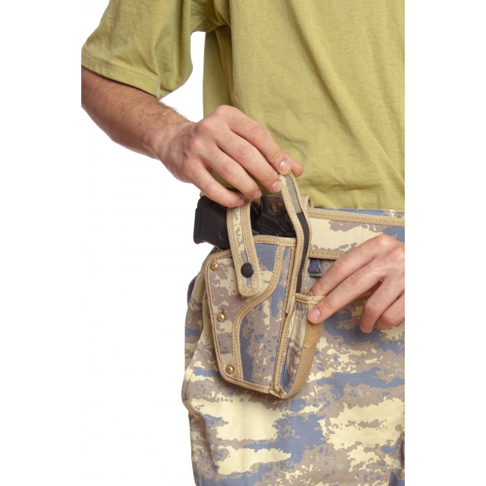 Sag El Hava Kuvvetleri Kamuflaj Renkli sarjorluklu tek Emniyetli Airsoft Palaskaya Kemere Gecirmeli Sallama Silah Kilifi