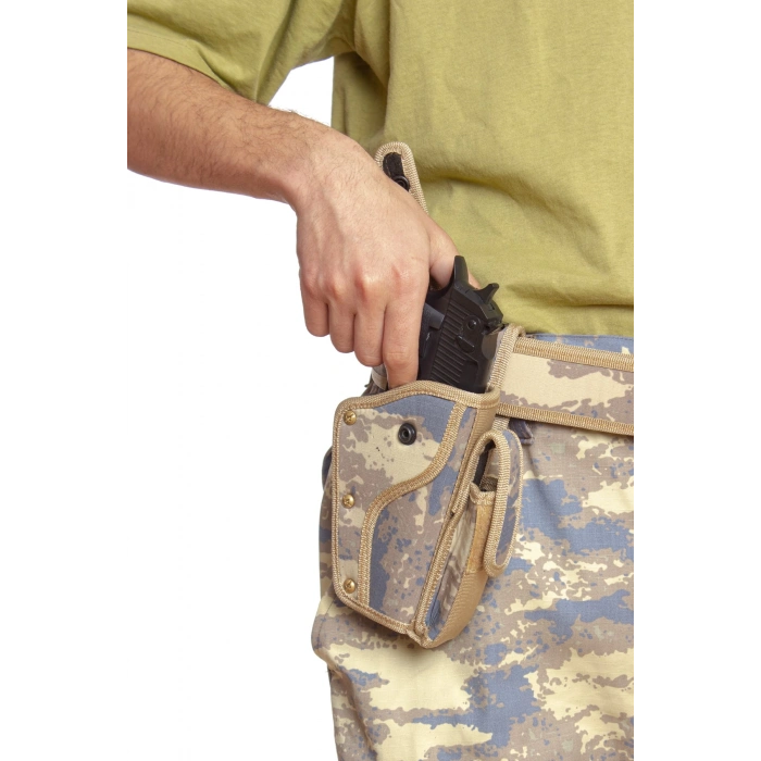 Sag El Hava Kuvvetleri Kamuflaj Renkli sarjorluklu tek Emniyetli Airsoft Palaskaya Kemere Gecirmeli Sallama Silah Kilifi