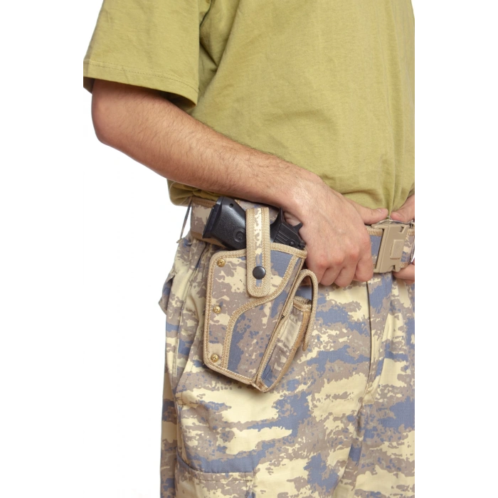 Sag El Hava Kuvvetleri Kamuflaj Renkli sarjorluklu tek Emniyetli Airsoft Palaskaya Kemere Gecirmeli Sallama Silah Kilifi