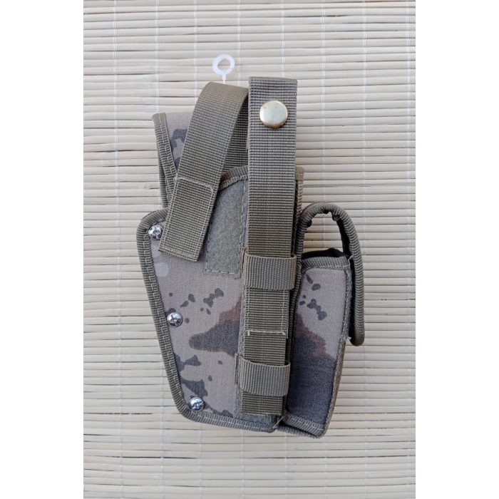 sag el jandarma kamuflaj renkli sarjorluklu cift emniyetli palaskaya kemere gecirmeli sallama impertex silah kilifi