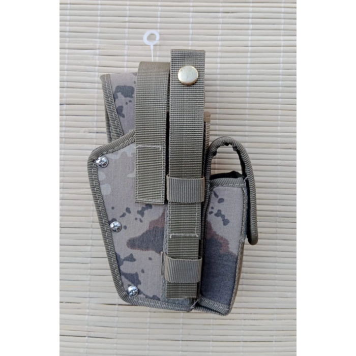 sag el jandarma kamuflaj renkli sarjorluklu cift emniyetli palaskaya kemere gecirmeli sallama impertex silah kilifi