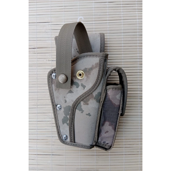 Sag El Jandarma Kamuflaj Renkli sarjorluklu Tek Emniyetli Palaskaya Kemere Gecirmeli Sallama impertex Silah Kilifi