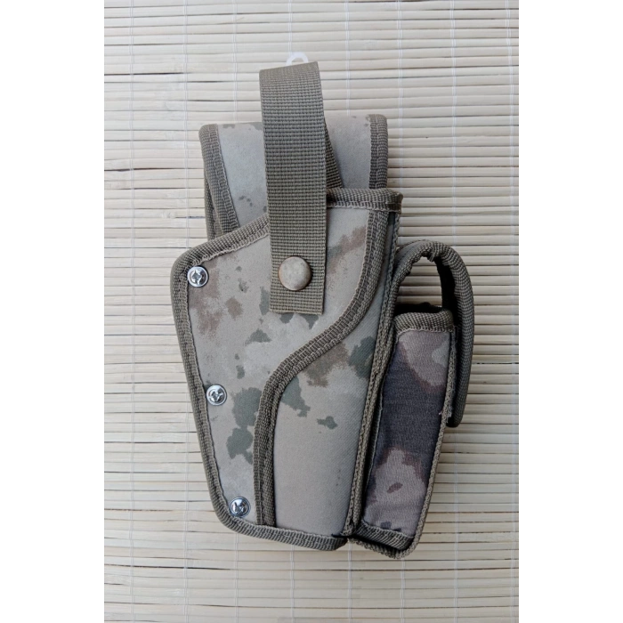 Sag El Jandarma Kamuflaj Renkli sarjorluklu Tek Emniyetli Palaskaya Kemere Gecirmeli Sallama impertex Silah Kilifi