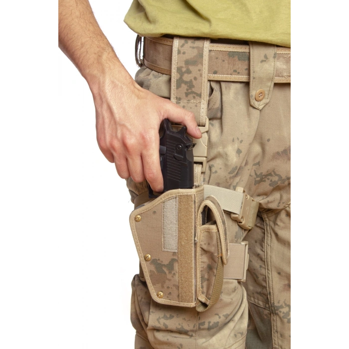 Sag El Jandarma Kamuflaj Renkli Tek Baglantili sarjorluklu Airsoft Palaskaya Kemere Geçirmeli impertex Bacak Silah Kilifi