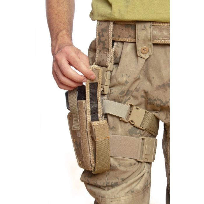 Sag El Jandarma Kamuflaj Renkli Tek Baglantili sarjorluklu Airsoft Palaskaya Kemere Geçirmeli impertex Bacak Silah Kilifi