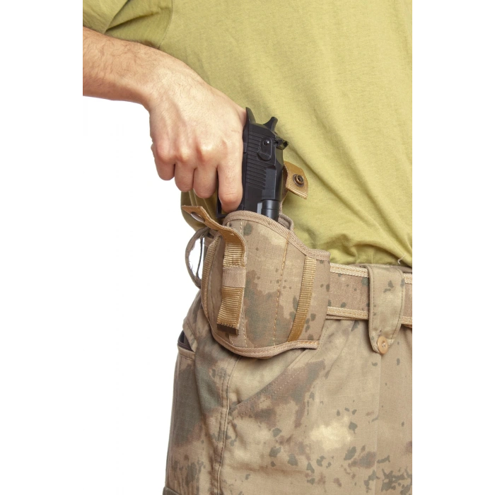 sag el jandarma kamuflaj renkli tek emniyetli yarim kelebek airsoft palaskaya kemere gecirmeli impertex silah kilifi