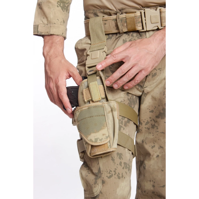 Sag El Jandarma Kamuflaj Tek Baglantili Airsoft Palaskaya Kemere Gecirmeli Ahtapot impertex Bacak Silah Kilifi