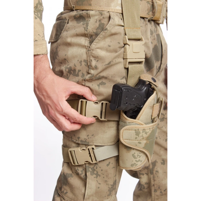 Sag El Jandarma Kamuflaj Tek Baglantili Airsoft Palaskaya Kemere Gecirmeli Ahtapot impertex Bacak Silah Kilifi