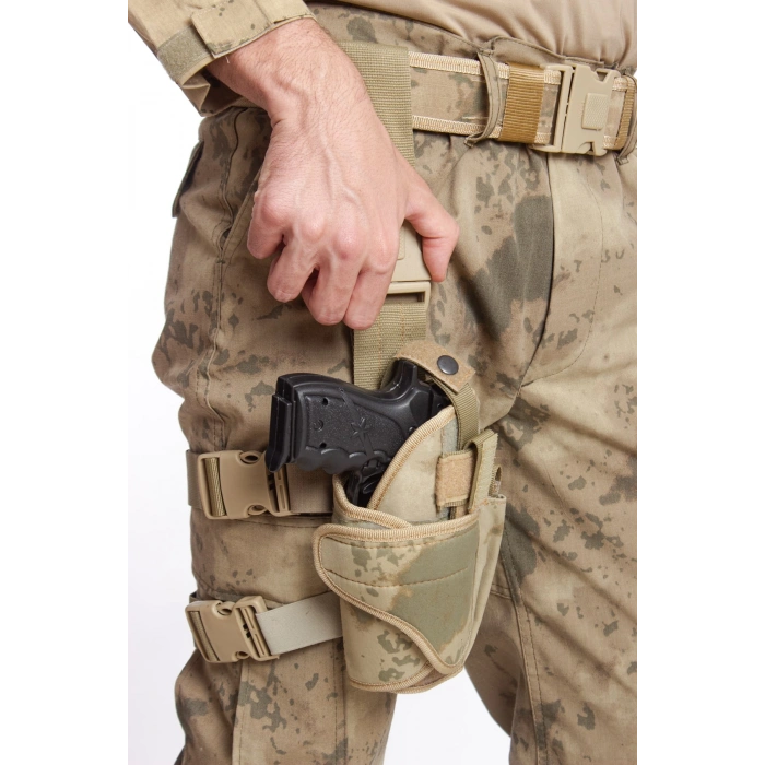 Sag El Jandarma Kamuflaj Tek Baglantili Airsoft Palaskaya Kemere Gecirmeli Ahtapot impertex Bacak Silah Kilifi