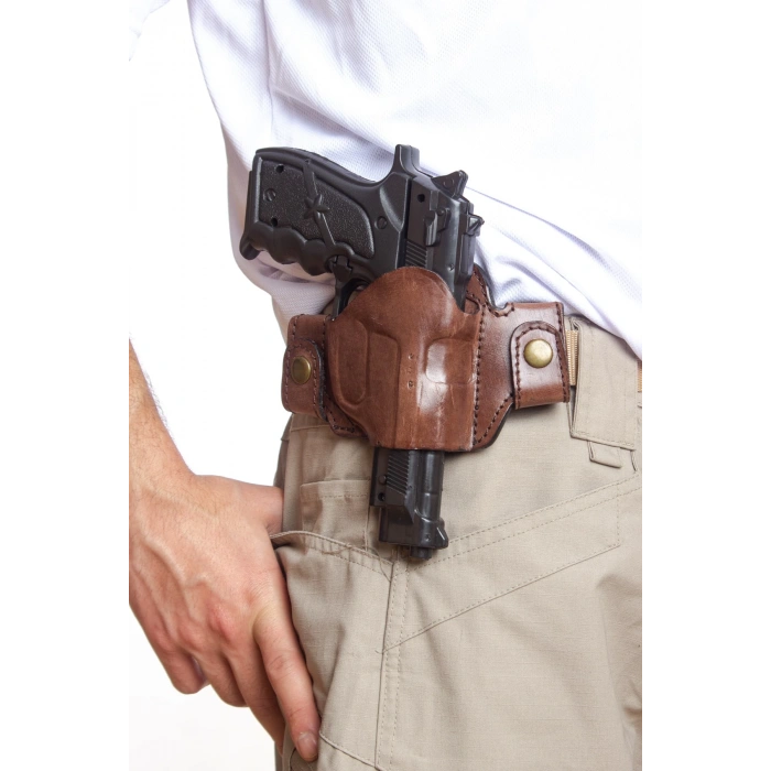 Sag El Kahverengi Renkli Hakiki Deri cit citli Universal Palaskaya Kemere Gecirmeli Yarim Kelebek Silah Kilifi