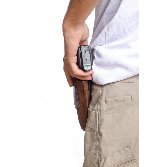 sag el kahverengi renkli suet ic dis masali tek emniyetli ic dis tasima palaskaya kemere gecirmeli silah kilifi