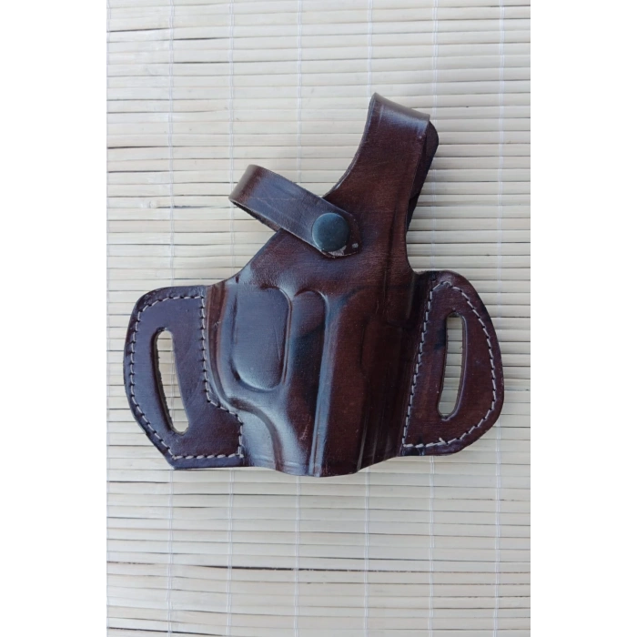 sag el kahverengi renkli tek emniyetli universal kemere gecirmeli yarim kelebek f 92 hakiki deri silah kilifi