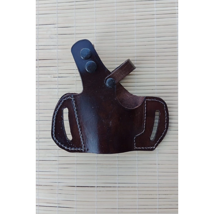 sag el kahverengi renkli tek emniyetli universal kemere gecirmeli yarim kelebek f 92 hakiki deri silah kilifi