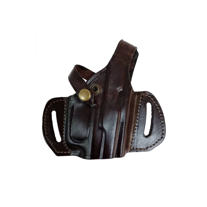 sag el kahverengi renkli tek emniyetli universal kemere gecirmeli yarim kelebek hakiki deri silah kilifi