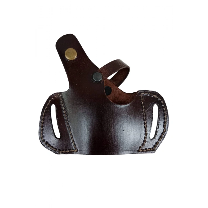 sag el kahverengi renkli tek emniyetli universal kemere gecirmeli yarim kelebek hakiki deri silah kilifi