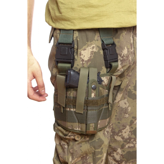 Sag El Kara Kuvvetleri Kamuflaj Renkli cift Baglantili Airsoft Palaskaya Kemere Gecirmeli impertex Bacak Silah Kilifi