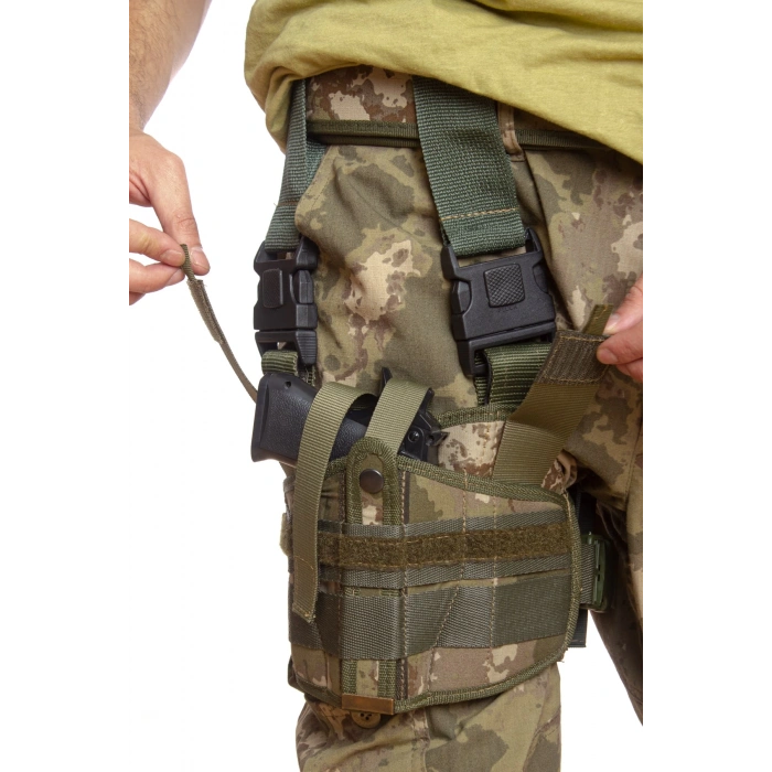 Sag El Kara Kuvvetleri Kamuflaj Renkli cift Baglantili Airsoft Palaskaya Kemere Gecirmeli impertex Bacak Silah Kilifi