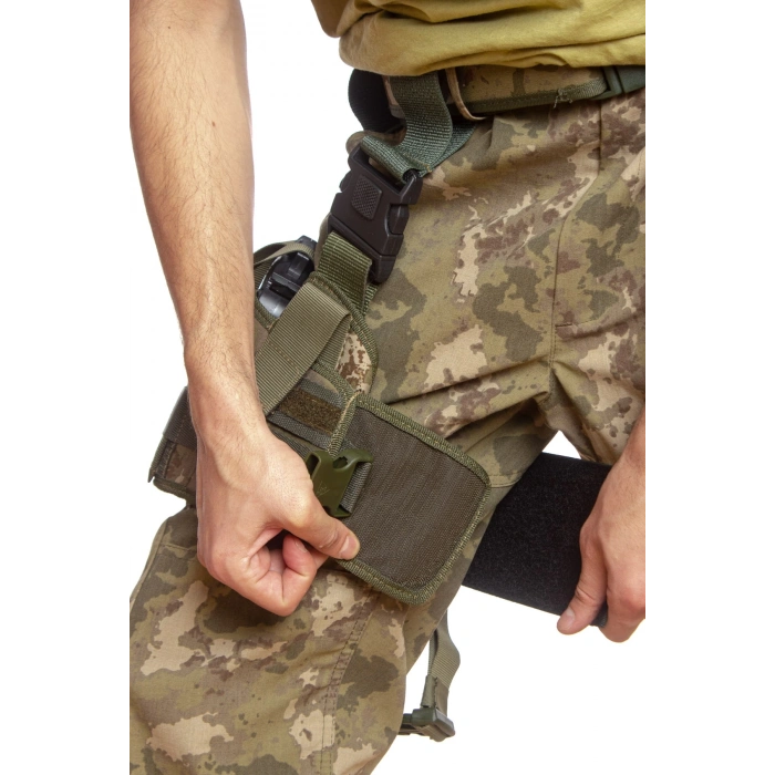 Sag El Kara Kuvvetleri Kamuflaj Renkli cift Baglantili Airsoft Palaskaya Kemere Gecirmeli impertex Bacak Silah Kilifi