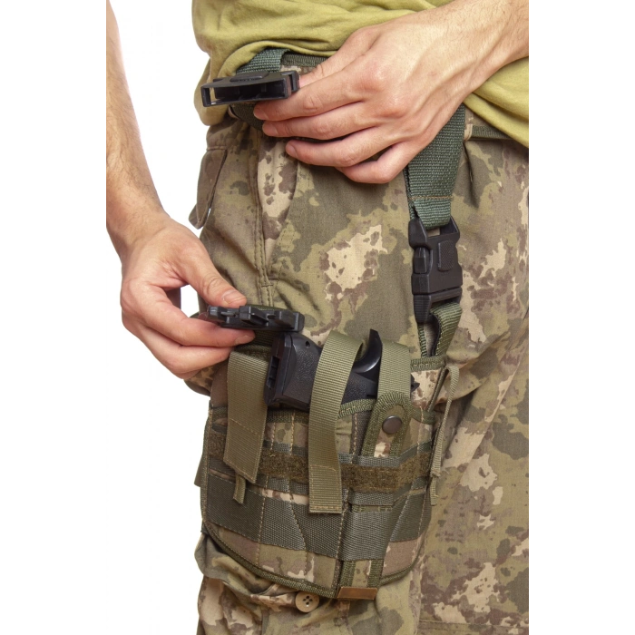 Sag El Kara Kuvvetleri Kamuflaj Renkli cift Baglantili Airsoft Palaskaya Kemere Gecirmeli impertex Bacak Silah Kilifi