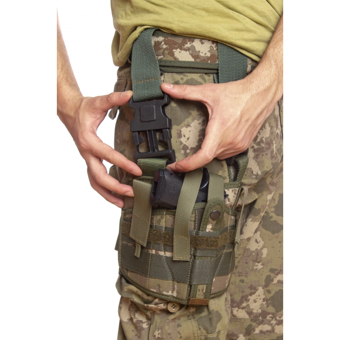 Sag El Kara Kuvvetleri Kamuflaj Renkli cift Baglantili Airsoft Palaskaya Kemere Gecirmeli impertex Bacak Silah Kilifi