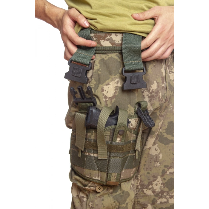 Sag El Kara Kuvvetleri Kamuflaj Renkli cift Baglantili Airsoft Palaskaya Kemere Gecirmeli impertex Bacak Silah Kilifi