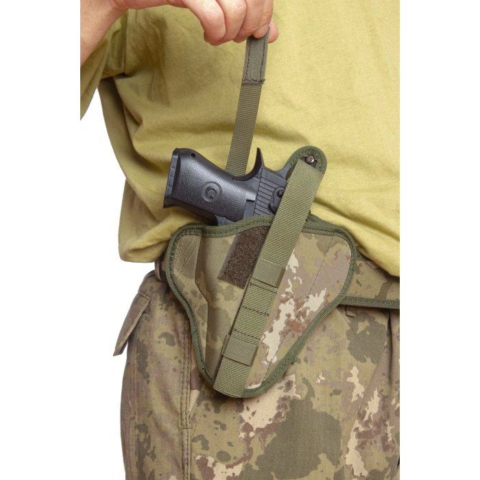 sag el kara kuvvetleri kamuflaj renkli cift emniyetli tam kelebek airsoft palaskaya kemere gecirmeli impertex silah kilifi