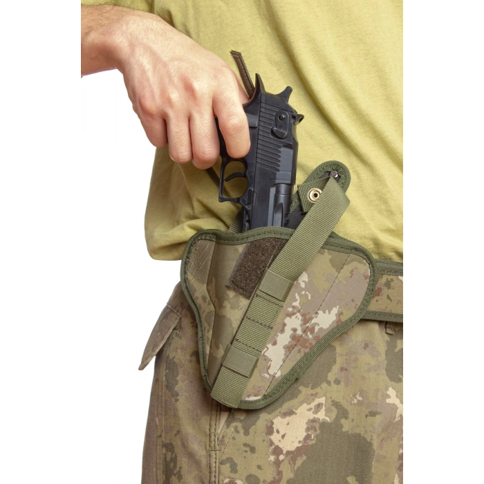 sag el kara kuvvetleri kamuflaj renkli cift emniyetli tam kelebek airsoft palaskaya kemere gecirmeli impertex silah kilifi