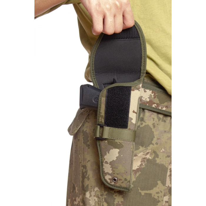 sag el kara kuvvetleri kamuflaj renkli cirtli kapakli airsoft sallamali palaskaya kemere gecirmeli impertex silah kilifi