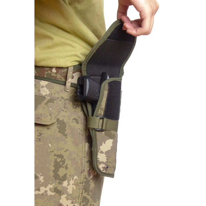 sag el kara kuvvetleri kamuflaj renkli cirtli kapakli airsoft sallamali palaskaya kemere gecirmeli impertex silah kilifi