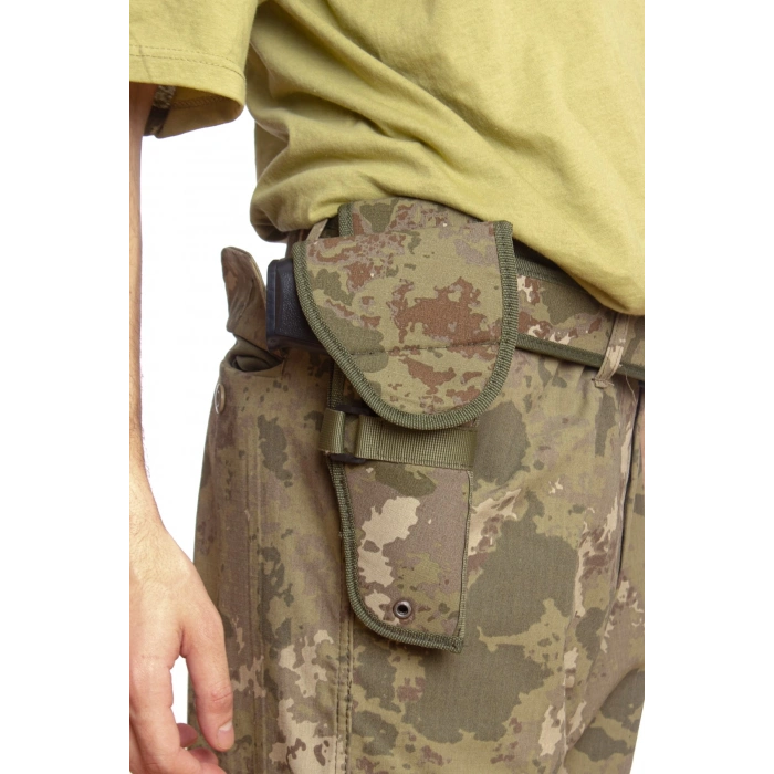 sag el kara kuvvetleri kamuflaj renkli cirtli kapakli airsoft sallamali palaskaya kemere gecirmeli impertex silah kilifi