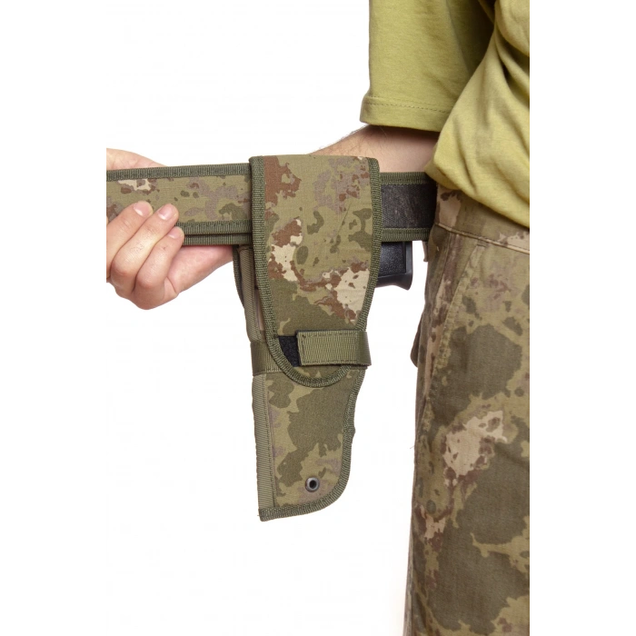 sag el kara kuvvetleri kamuflaj renkli cirtli kapakli airsoft sallamali palaskaya kemere gecirmeli impertex silah kilifi