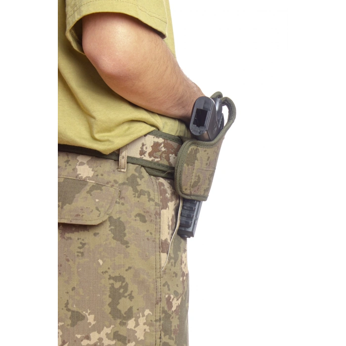 sag el kara kuvvetleri kamuflaj renkli yarim kelebek airsoft palaskaya kemere gecirmeli impertex silah kilifi