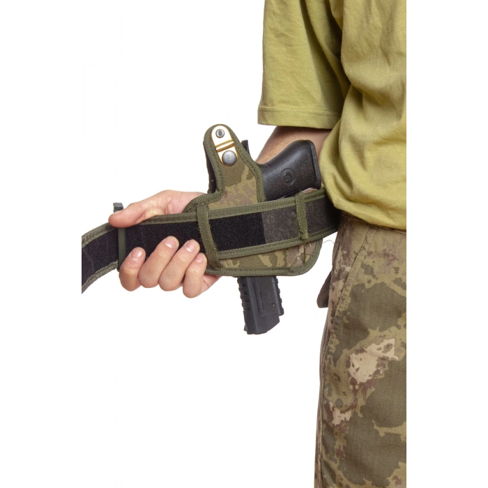 sag el kara kuvvetleri kamuflaj renkli yarim kelebek airsoft palaskaya kemere gecirmeli impertex silah kilifi