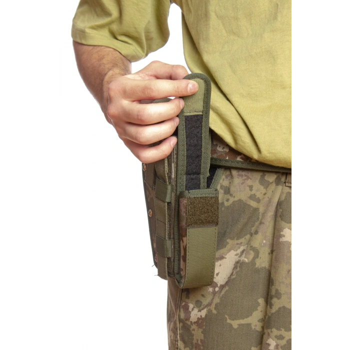 Sag El Kara Kuvvetleri Yeni Kamuflaj Renkli cift Emniyetli sarjorluklu Palaskaya Kemere Gecirmeli Sallama Silah Kilifi