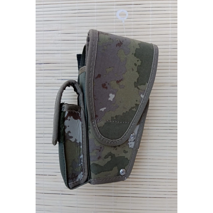 Sag El Kara Kuvvetleri Yeni Kamuflaj Renkli cift Emniyetli sarjorluklu Palaskaya Kemere Gecirmeli Sallama Silah Kilifi