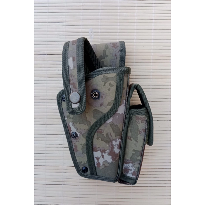 Sag El Kara Kuvvetleri Yeni Kamuflaj Renkli Tek Emniyetli Sarjorluklu Palaskaya Kemere Gecirmeli Sallama Silah Kilifi