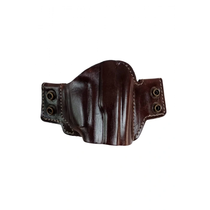 sag el koyu kahverengi renkli hakiki deri cit citli palaskaya kemere gecirmeli yarim kelebek silah kilif