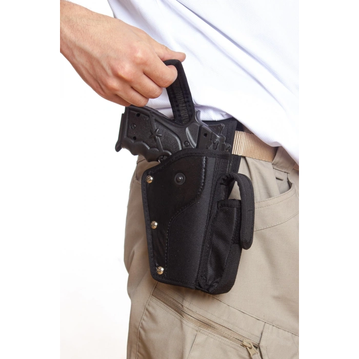 Sag El Siyah Renk Tek Emniyetli Sarjorluklu Airsoft Palaskaya Kemere Gecirmeli impertex Silah Kilif