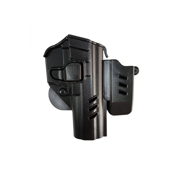 Sag El Siyah Renkli Beretta F 92 Black Grips Polimer Silah Kilifi ve Tekli Sarjor Kilifi