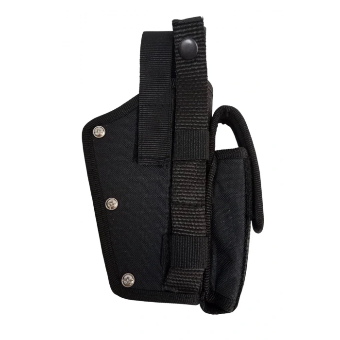 sag el siyah renkli cift emniyetli sarjorluklu airsoft kemere gecirmeli impertex silah kilif