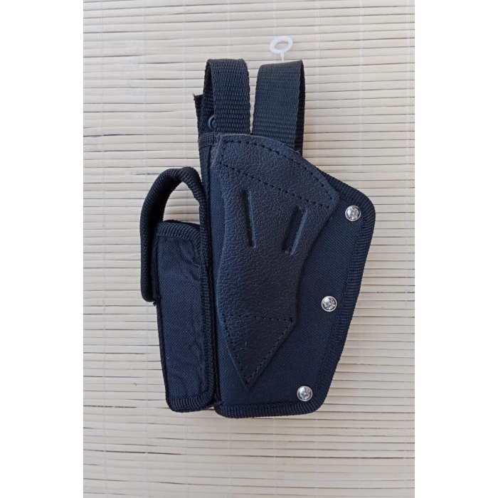 Sag El Siyah Renkli cift Emniyetli Sarjorluklu Airsoft Kemere Gecirmeli impertex Silah Kilifi