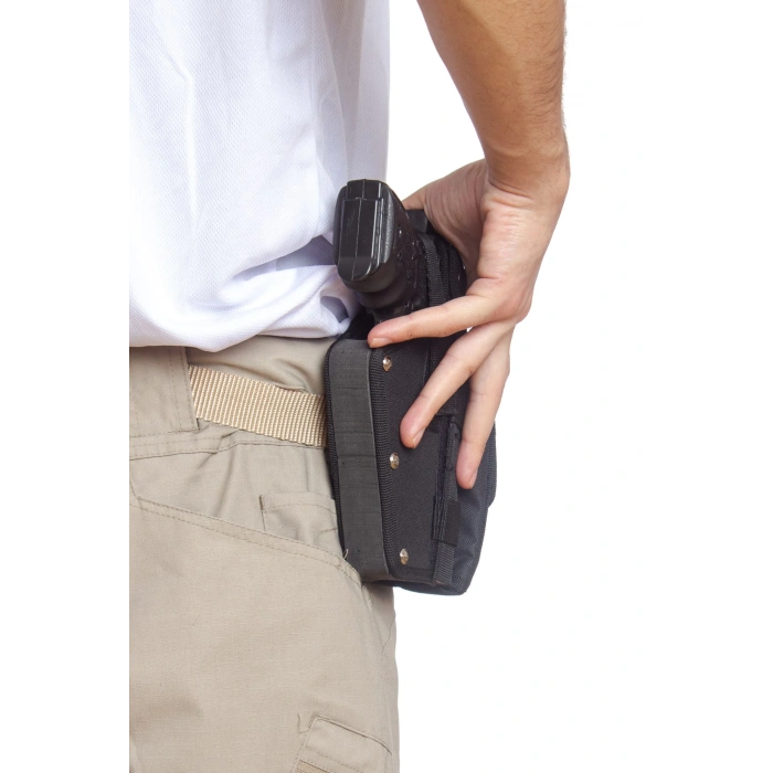 Sag El Siyah Renkli cift Emniyetli Sarjorluklu Airsoft Kemere Gecirmeli impertex Silah Kilifi