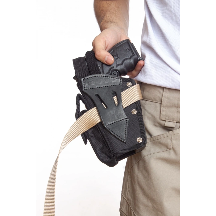 Sag El Siyah Renkli cift Emniyetli Sarjorluklu Airsoft Kemere Gecirmeli impertex Silah Kilifi