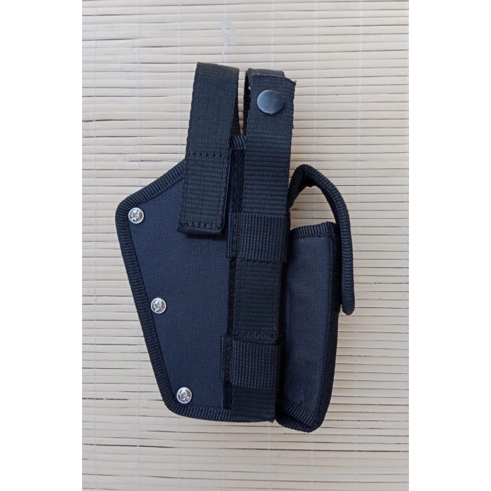 Sag El Siyah Renkli cift Emniyetli Sarjorluklu Airsoft Kemere Gecirmeli impertex Silah Kilifi